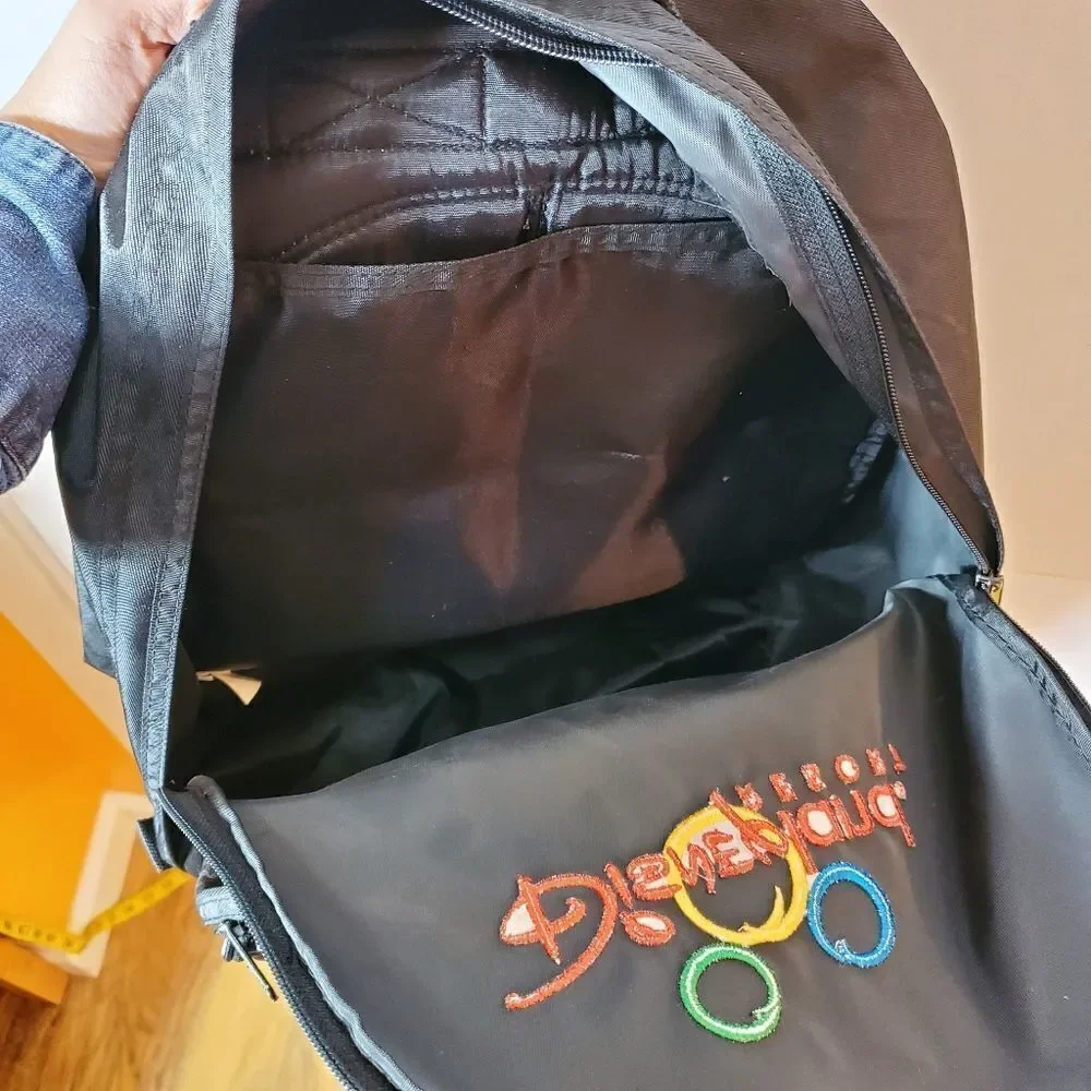 Disney Resort Black‎ Backpack With Inner Pockets And Zippers Embroidered logo